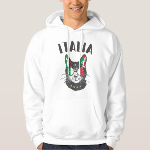 Italy Soccer Cat Mascot Italian Fan flag Hoodie