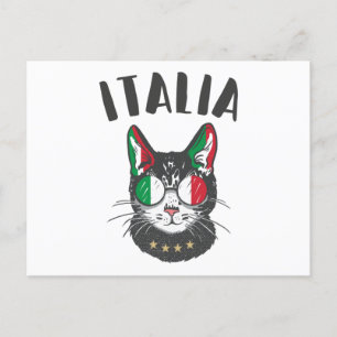 Italy Soccer Cat Mascot Italian Fan flag Postcard