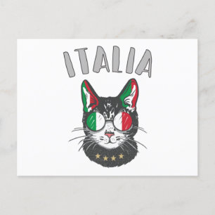 Italy Soccer Cat Mascot Italian Fan flag Postcard