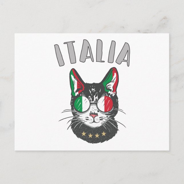 Italy Soccer Cat Mascot Italian Fan flag Postcard (Front)