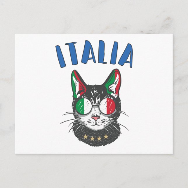 Italy Soccer Cat Mascot Italian Fan flag Postcard (Front)
