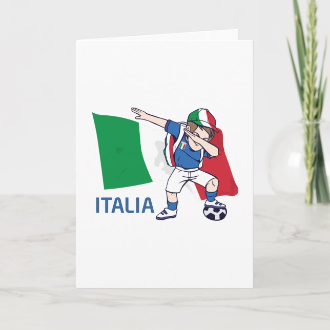 Italy Soccer Fan Kid dabbing schoolboy Card (Front)