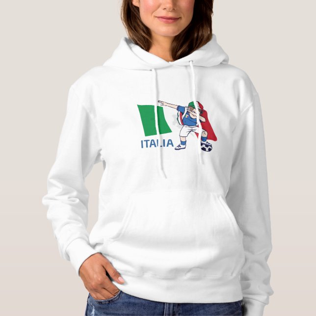 Italy Soccer Fan Kid dabbing schoolboy Hoodie (Front)