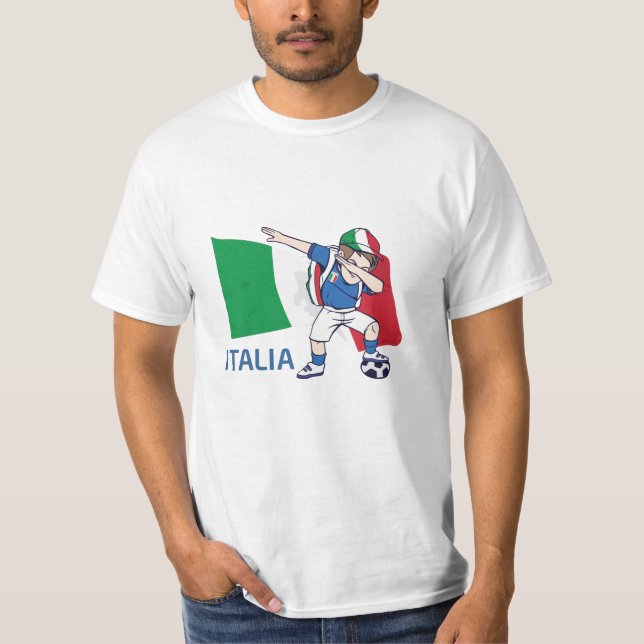 Italy Soccer Fan Kid dabbing schoolboy T-Shirt (Front)