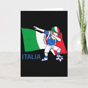 Italy Soccer Fan Kid Dabbing Schoolboy T Shirt Card