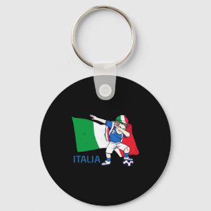 Italy Soccer Fan Kid Dabbing Schoolboy T Shirt Key Ring