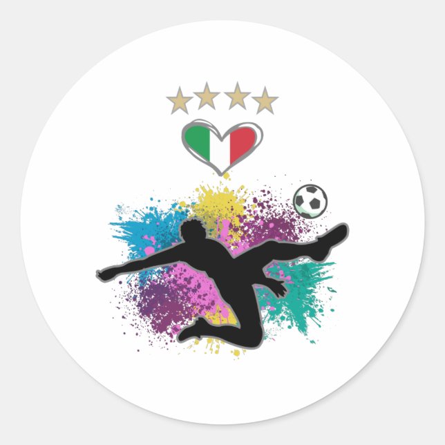Italy Soccer Football Fan Shirt Flag Splash Classic Round Sticker (Front)