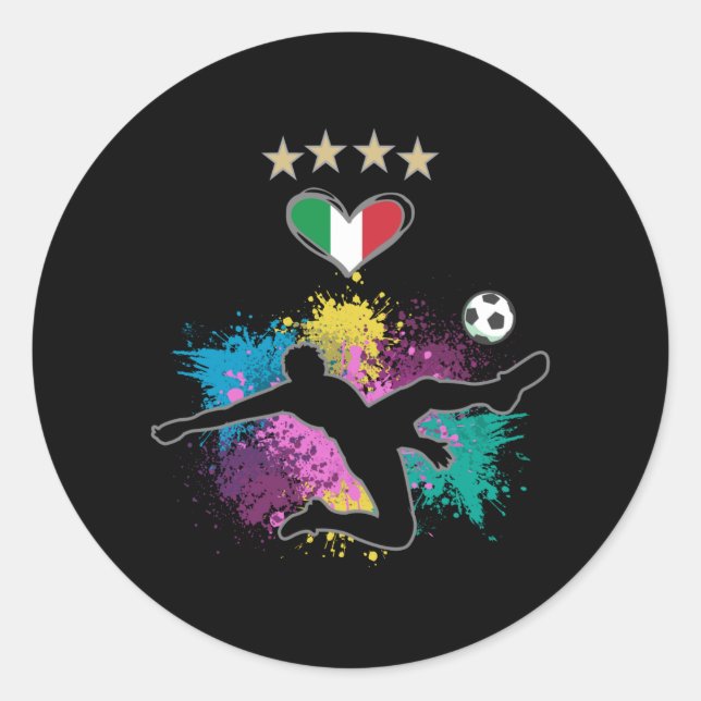 Italy Soccer Football Fan Shirt Flag Splash Classic Round Sticker (Front)
