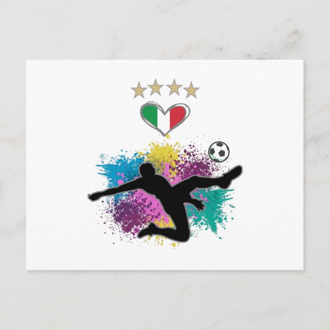 Italy Soccer Football Fan Shirt Flag Splash Postcard (Front)