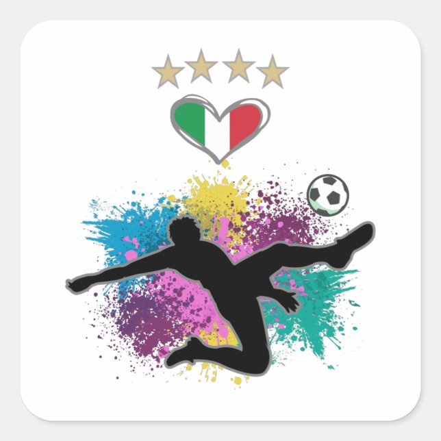 Italy Soccer Football Fan Shirt Flag Splash Square Sticker (Front)