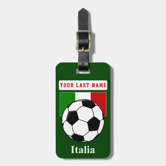 Italy Soccer Luggage Tag (add your address) (Front Vertical)