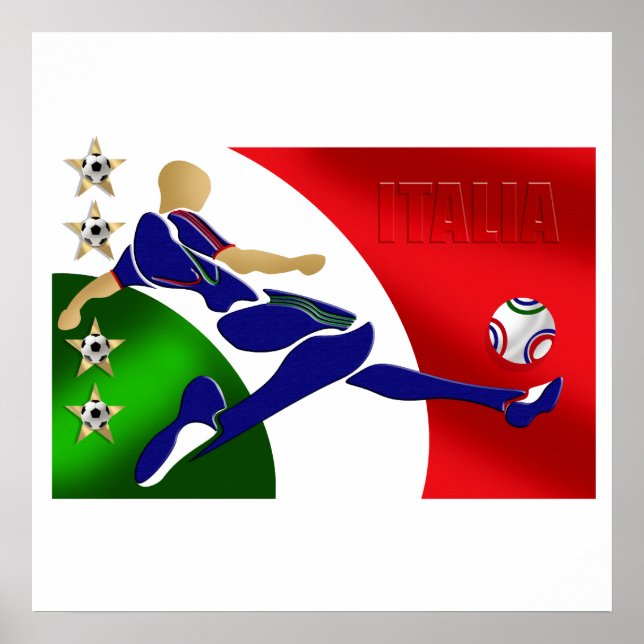 Italy Soccer Mens Athlete football Italia flag fan Poster (Front)