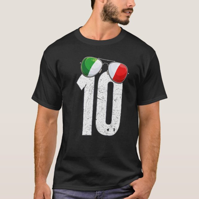 Italy Soccer Player Number 10 Italian Flag T-Shirt (Front)