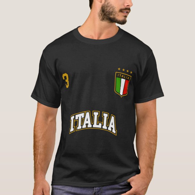 Italy Soccer Team Number 3 Sports Italian Flag T-Shirt (Front)
