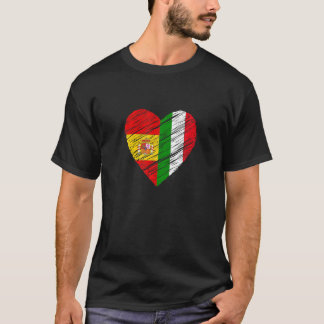 Italy Spain Heart Spanish Flag Italian Flag Love H T-Shirt