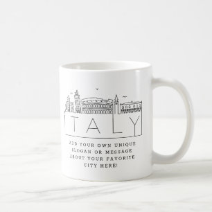 Italy   Stylised City Skyline Custom Slogan Coffee Mug
