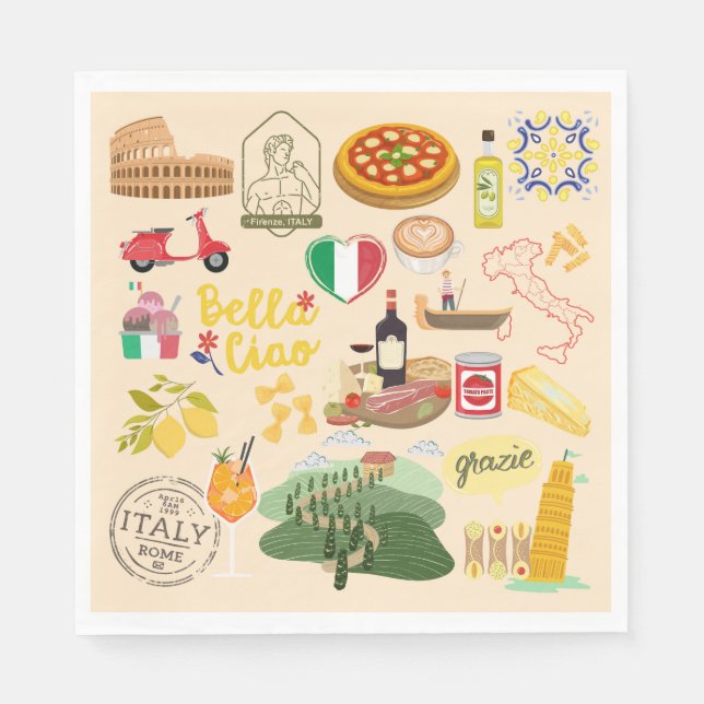 Italy Symbols Napkin (Front)