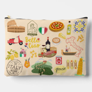 Italy Symbols Travel Lovers Accessory Pouch