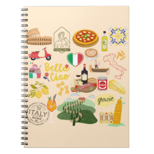 Italy Symbols Travel Lovers Notebook