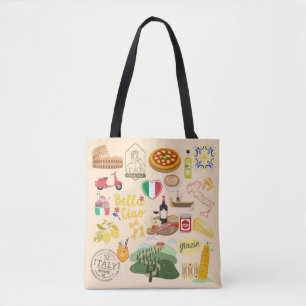 Italy Symbols Travel Lovers Tote Bag