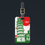 Italy | The Leaning Tower of Pisa Luggage Tag<br><div class="desc">The Leaning Tower of Pisa is one of the most famous structures in the world,  a major landmark and true symbol of Italy,  which is why is rendered here in the colours of the Italian national flag: green,  white and red.</div>