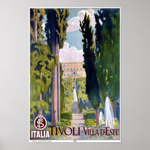 Italy Tivoli Vintage Travel Poster Restored