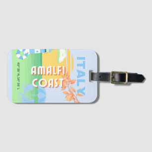 Italy Travel Art, Amalfi Coast, Preppy, Blue Luggage Tag