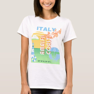 Italy Travel Art, Amalfi Coast, Preppy, Blue T-Shirt