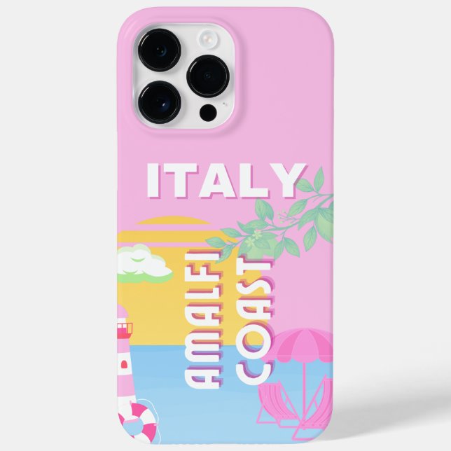 Italy Travel art, Amalfi Coast, Preppy, Pink Case-Mate iPhone Case (Back)