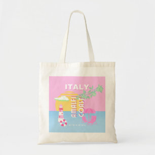 Italy Travel art, Amalfi Coast, Preppy, Pink Tote Bag