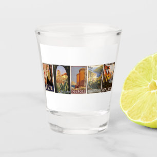 Italy travel retro cities poster vintage Italian Shot Glass