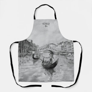 Italy Travel - VENICE black and white souvenir Apron