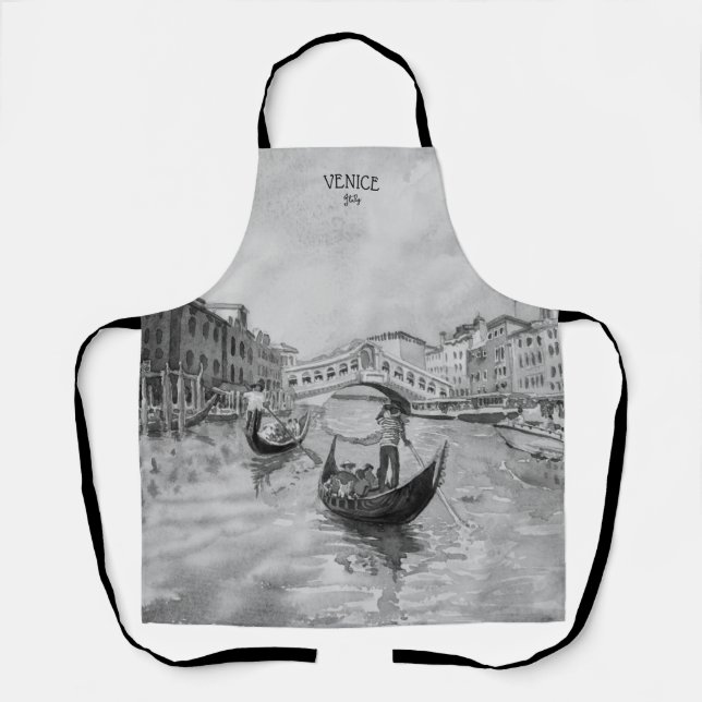 Italy Travel - VENICE black and white souvenir Apron (Front)
