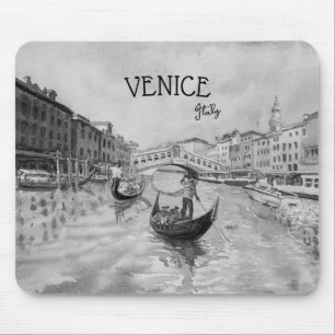 Italy Travel - VENICE black and white souvenir Mouse Mat