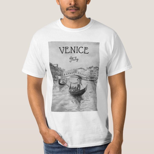 Italy Travel - VENICE black and white souvenir T-Shirt (Front)
