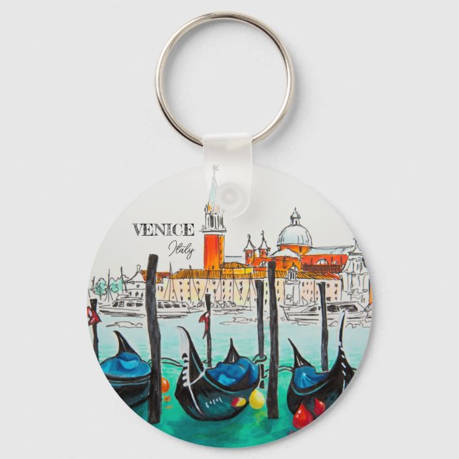Italy Travel - VENICE watercolor souvenir  Key Ring (Front)