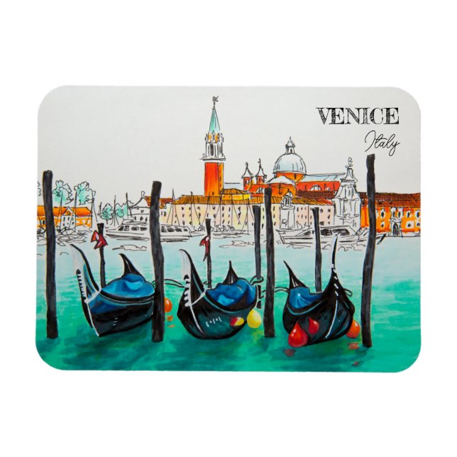 Italy Travel - VENICE watercolor souvenir Magnet (Horizontal)