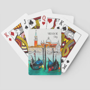 Italy Travel - VENICE watercolor souvenir Playing Cards