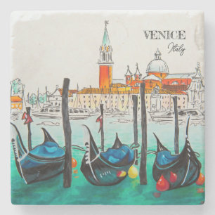 Italy Travel - VENICE watercolor souvenir Stone Coaster