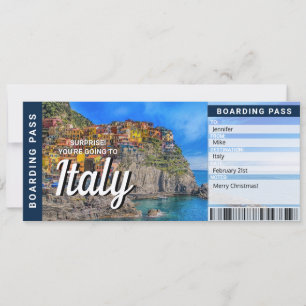 Italy Trip Surprise Boarding Pass Card