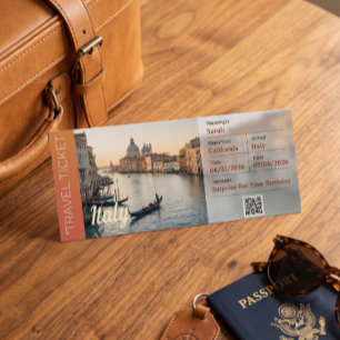 Italy Trip Surprise Boarding Pass Card For Travel