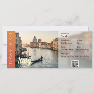 Italy Trip Surprise Boarding Pass Card For Travel