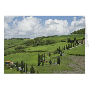 Italy, Tuscany. La Foce. A curved road winds up