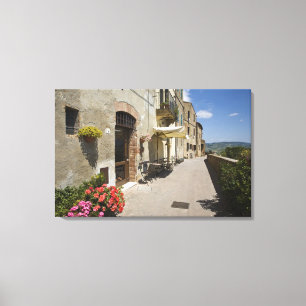 Italy, Tuscany, Pienza. Outer walkway around Canvas Print