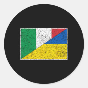 Italy Ukraine Flag Italian Ukrainian Support Citiz Classic Round Sticker
