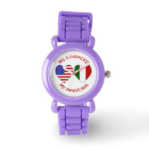 Italy USA Flag Hearts Country Heritage Watch