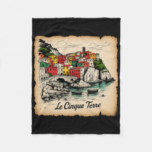 Italy Vacation Cinque Terre Riomaggiore Sea Travel Fleece Blanket