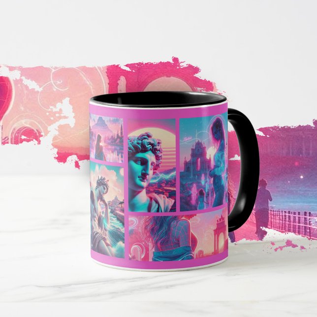 Italy | Vaporwave Retrowave, Custom photo collage Mug (Creator Uploaded)
