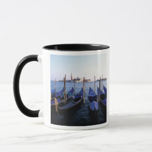 Italy, Veneto, Venice, Row of Gondolas and San Mug