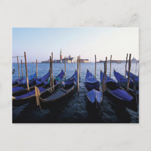 Italy, Veneto, Venice, Row of Gondolas and San Postcard